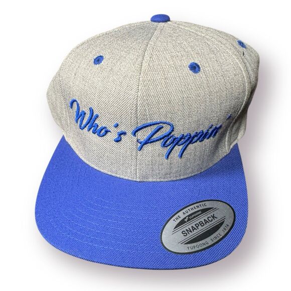Who’s‎ Poppin’ Snapback Adjustable Hat Grey/Blue/Green BNWT - Picture 1 of 5